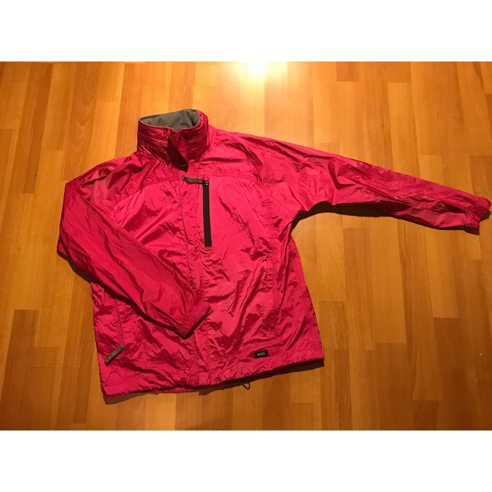 REI ELEMENTS RAIN JACKET COAT KIDS SIZE XL EXTRA LARGE FUCHSIA FULL ZIP NYLON‎